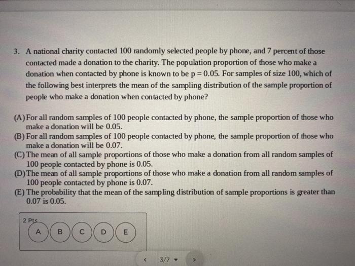 A national charity contacted 100 randomly